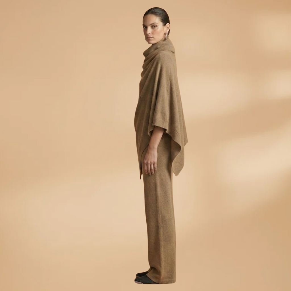Two-Piece Set with Draped Front and Tapered Legs for Women