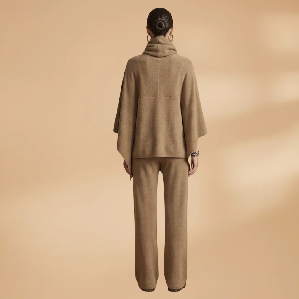 Two-Piece Set with Draped Front and Tapered Legs for Women