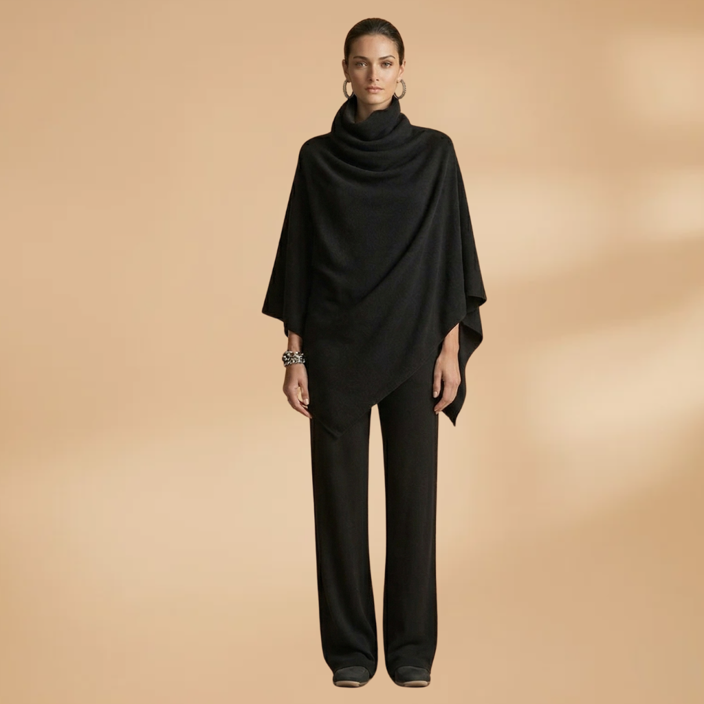 Two-Piece Set with Draped Front and Tapered Legs for Women