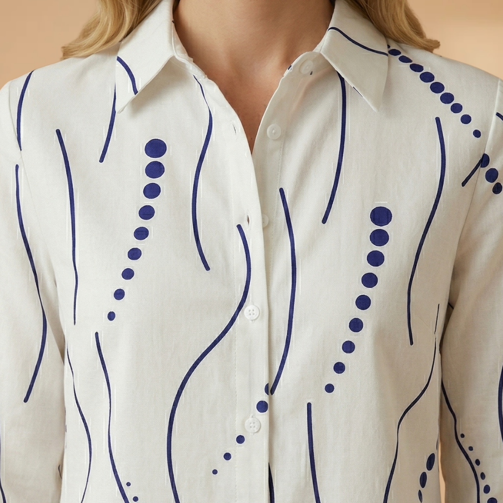 shirt-dress with a wavy collar design and relaxed fit for everyday comfort for Women