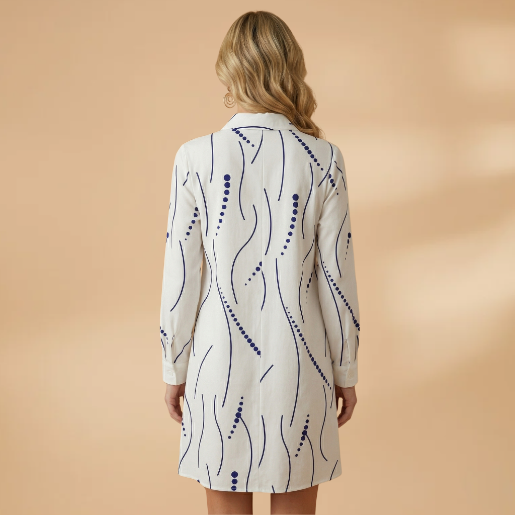 shirt-dress with a wavy collar design and relaxed fit for everyday comfort for Women