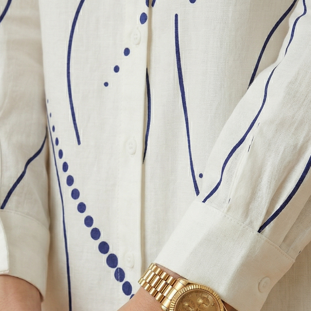 shirt-dress with a wavy collar design and relaxed fit for everyday comfort for Women