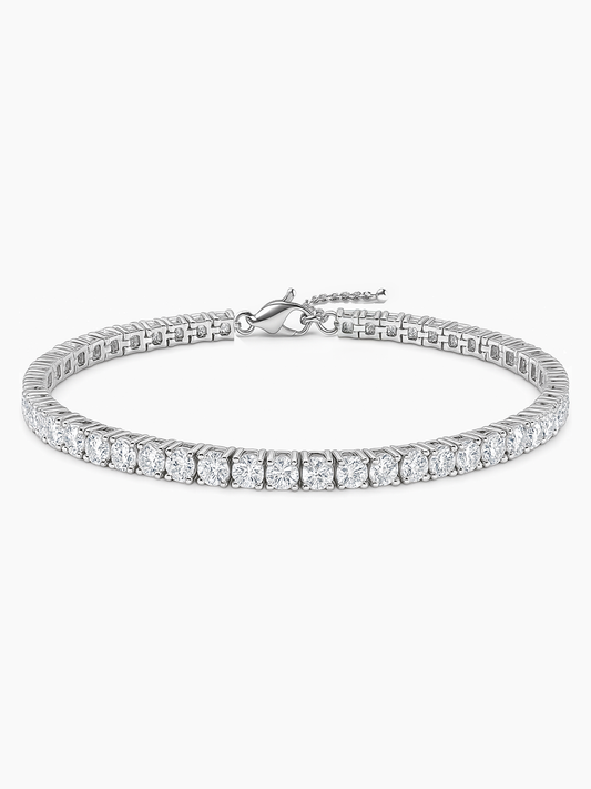 18K White Gold Plated Adjustable Tennis Bracelet