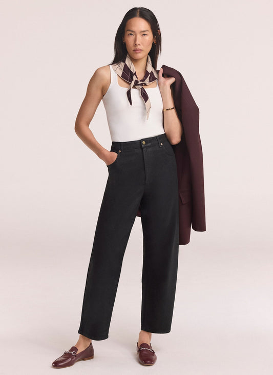 Black Tapered Jeans with Coated Finish