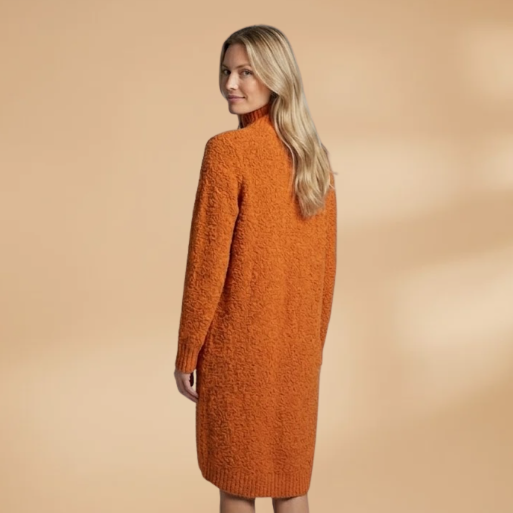 Midi Dress with Button Collar and Straight Cut for Women