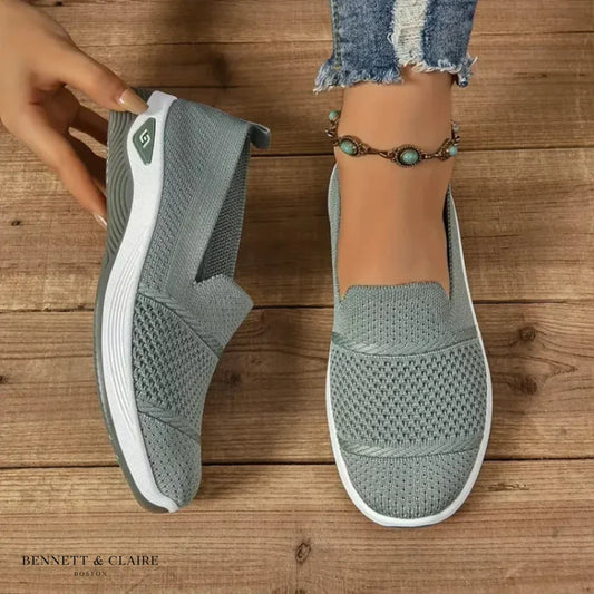 Comfortable Shoes For Women | Round Toe Knit Slip-On Loafer