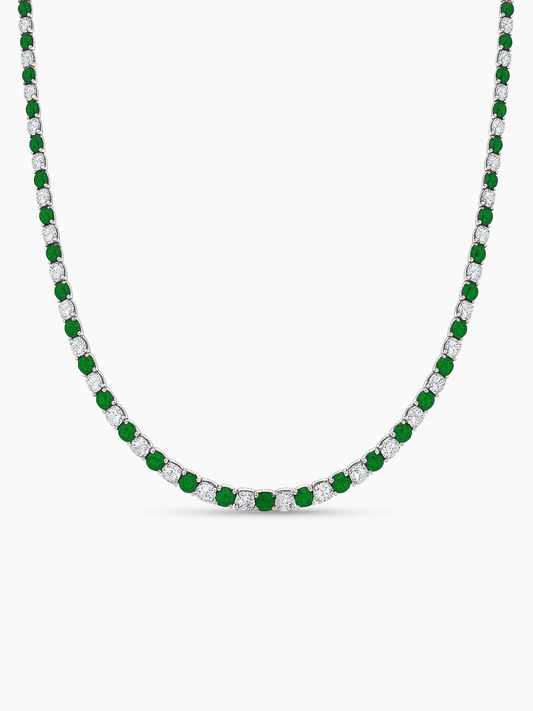 5.7ct Sparkling Lab Emerald Tennis Necklace