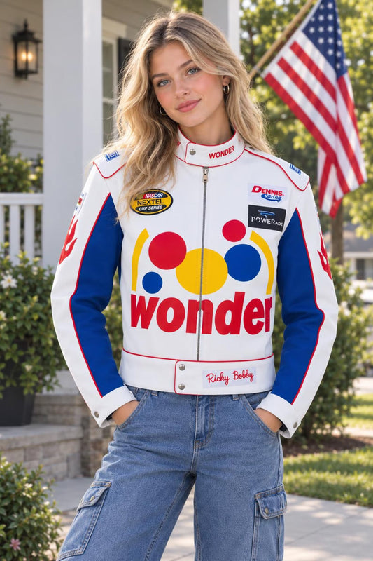 Women’s Ricky Bobby Wonder Faux Leather Racing Jacket – Motorsport Style