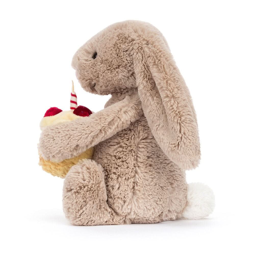 Bunny Plush Soft Toy with Birthday Cake – 31 cm