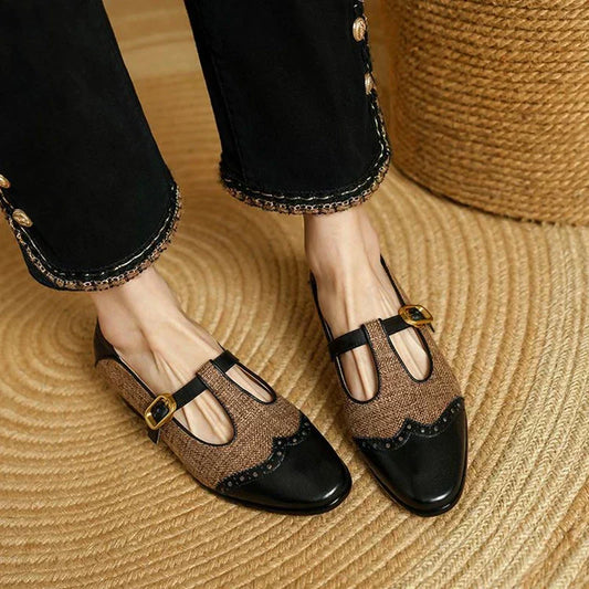 Mary Jane Shoes For Women | Minimalist Buckle T-Strap Loafer