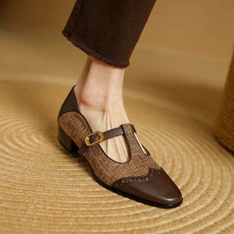 Mary Jane Shoes For Women | Minimalist Buckle T-Strap Loafer