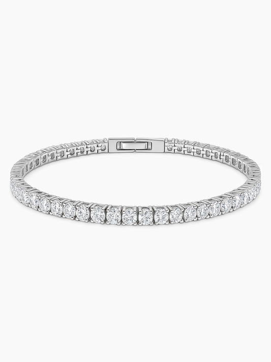 18K White Gold Plated Sparkling Tennis Bracelet