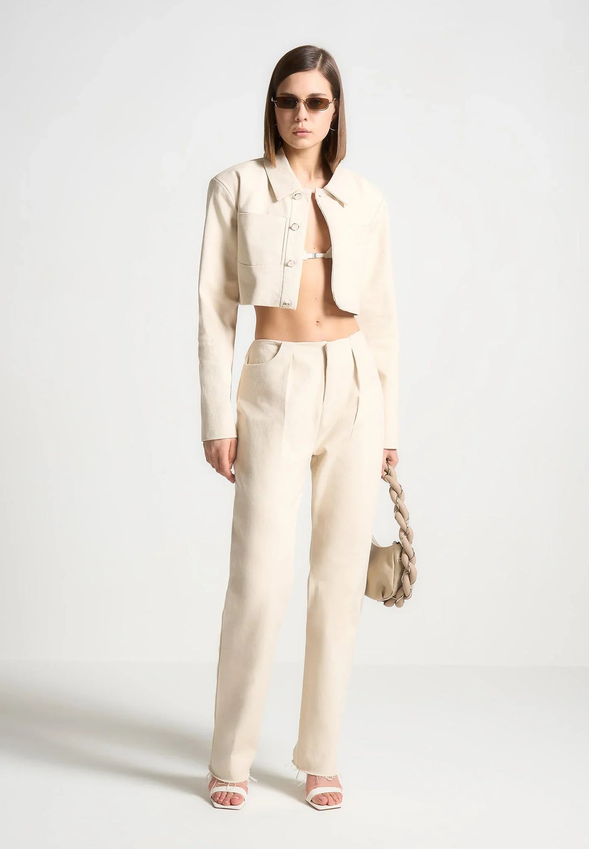 Women's Denim Jacket | Wide Shoulder Cropped Fit