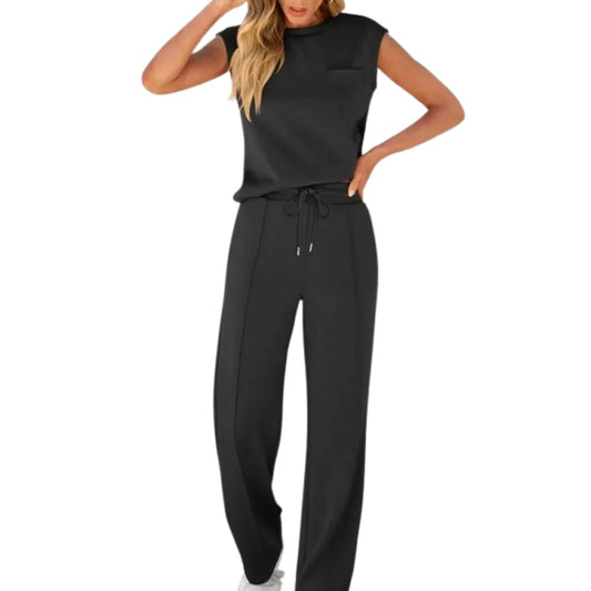 Women's Lounge Set | Two-Piece Sleeveless Top and Drawstring Pants