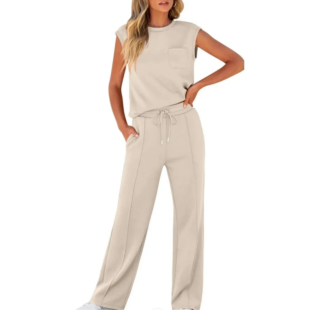 Women's Lounge Set | Two-Piece Sleeveless Top and Drawstring Pants