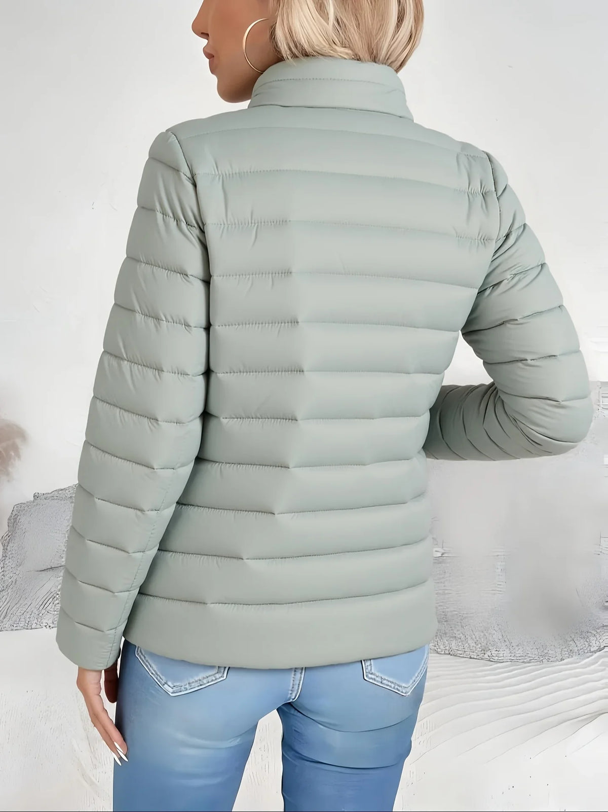 Women's Puffer Jacket | Stand Collar Lightweight Zip Front