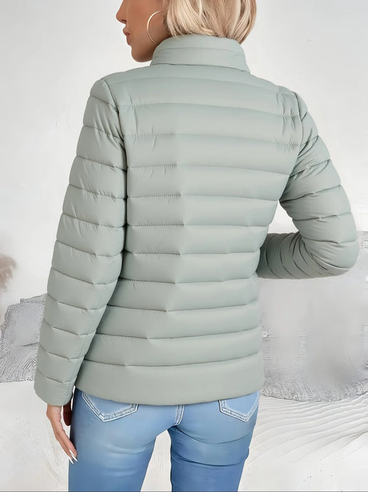 Women's Puffer Jacket | Stand Collar Lightweight Zip Front