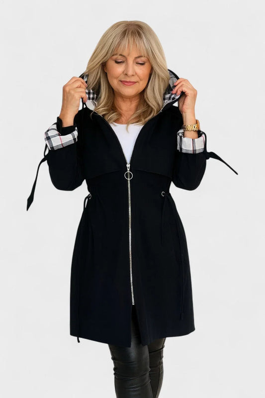 Women's Weatherproof Jacket | Plaid Lined Hooded Zip Front