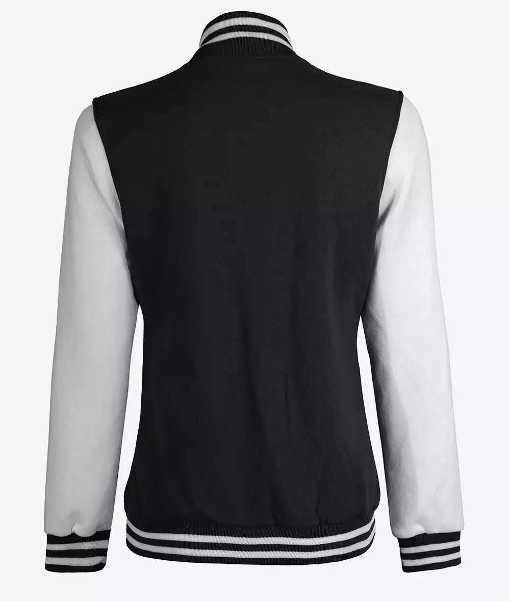 Women’s White and Black Varsity Baseball Bomber Jacket